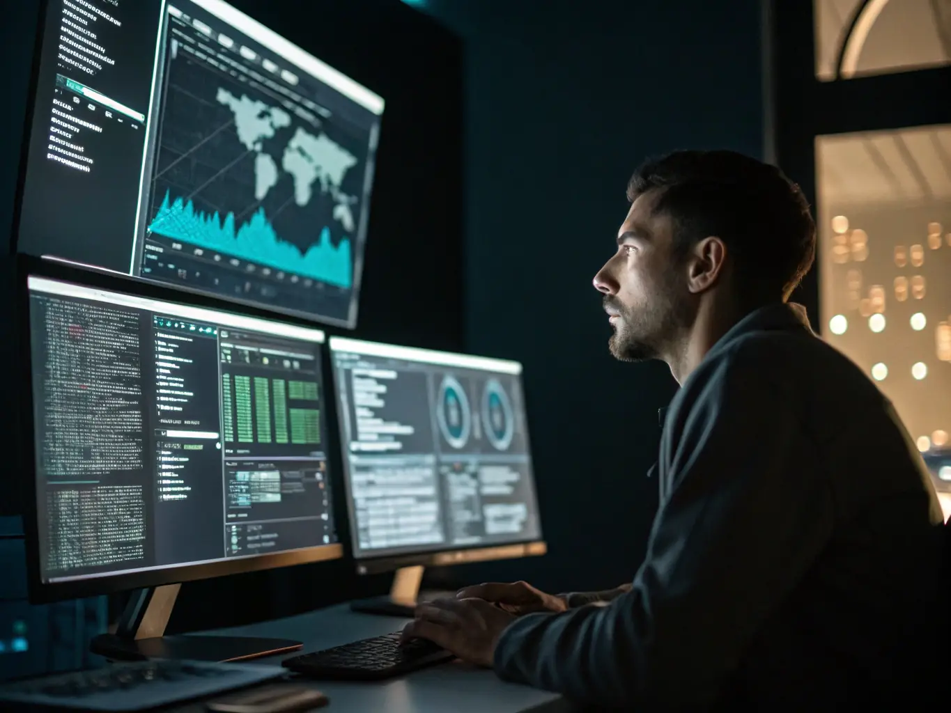 A penetration tester is ethically hacking a system to identify vulnerabilities, working in a secure lab environment. The image should convey technical skill and ethical responsibility.